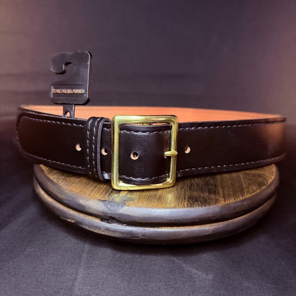 Safariland 51 Pants Belt Size 42" Double Stitched Garrison Plain Black Leather